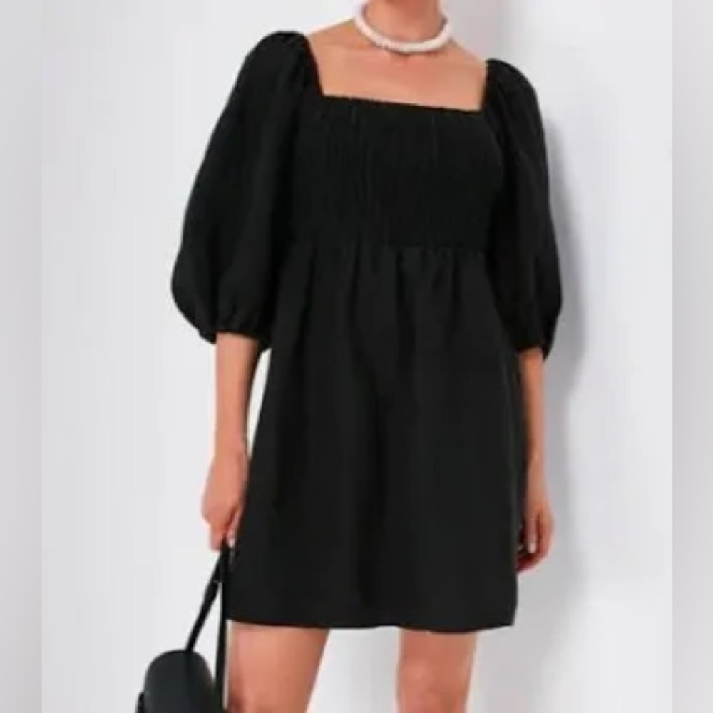 Tuckernuck Black Puff Sleeve Mini Dress